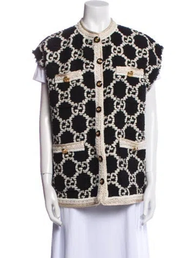 Pre-owned Gucci Printed Vest In Black