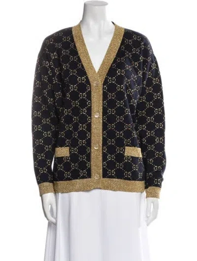 Pre-owned Gucci Printed V-neck Sweater