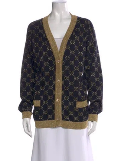 Pre-owned Gucci Printed V-neck Sweater