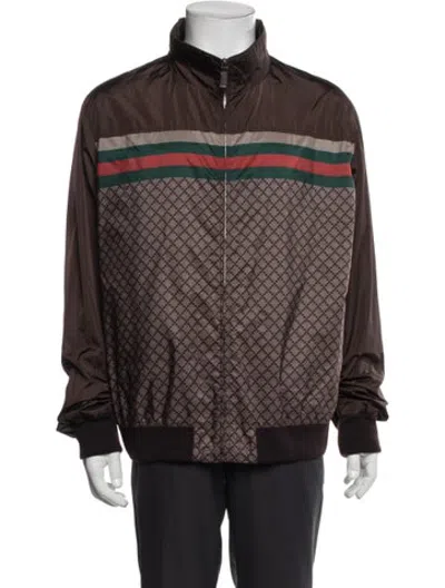 Pre-owned Gucci Printed Windbreaker In Brown