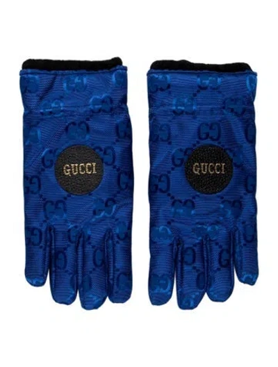 Pre-owned Gucci Printed Winter Gloves In Blue
