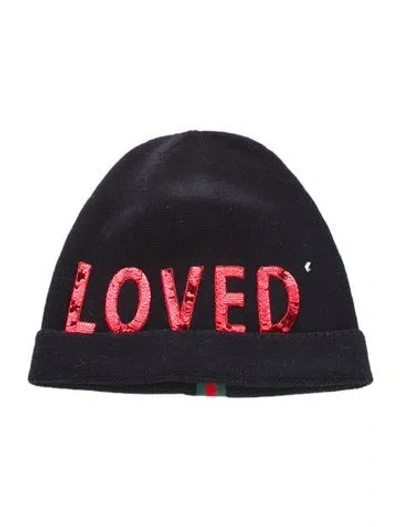 Pre-owned Gucci Printed Wool Beanie In Blue