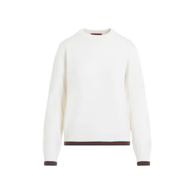 GUCCI GUCCI PRISTINE WHITE CASHMERE-WOOL BLEND SWEATER