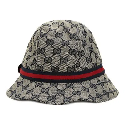 Gucci (ps)  Gg Canvas Fedora With Web 'beige Blue' In Multi