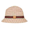 Gucci (ps)  Gg Canvas Fedora With Web 'beige Ebony'
