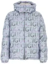 Gucci Printed Polyester Down Jacket In Blue
