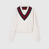Gucci Pullover Aus Feinem Wollstrick Mit Web In Neutral