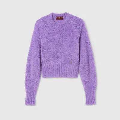 Gucci Brushed Wool Mohair Blend Sweater In Purple