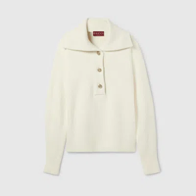 Gucci Rib Wool Cashmere Sweater In Neutral