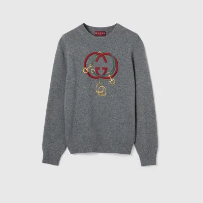 Gucci Knit Wool Sweater With Embroidery In Multi