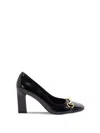 Gucci Signora Pumps Block Heel Gold Tone Hardware In Black