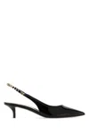 Gucci Signoria Patent Logo Chain Kitten Pumps In Black