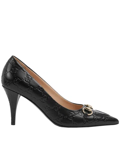 Gucci Calf Leather Bos Taurus Mid Heel Pumps In Animal Print