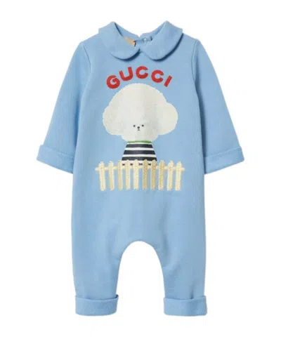 Gucci Puppy Printed Jumpsuit In Blue