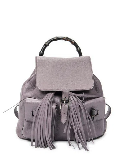Pre-owned Gucci Purple Calfskin Leather Medium Bamboo Tassel Backpack (authentic Pre-  Loved)