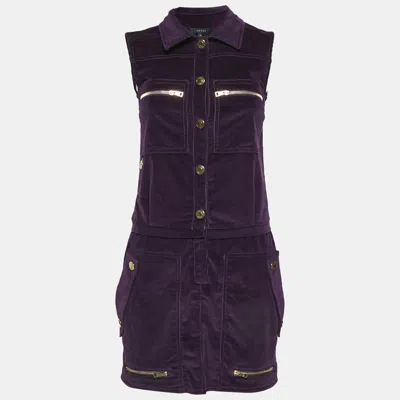 Pre-owned Gucci Purple Corduroy Sleeveless Mini Dress S