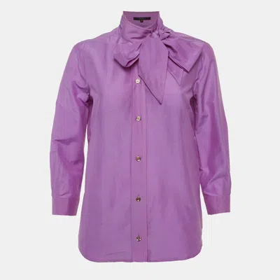 Pre-owned Gucci Purple Cotton Blend Buttoned Blouse M