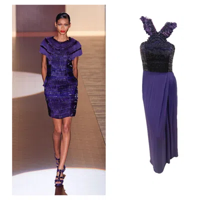 Pre-owned Gucci Purple Embellished Silk Evening Gown Fw 2011–2012 It 40 (us 4)