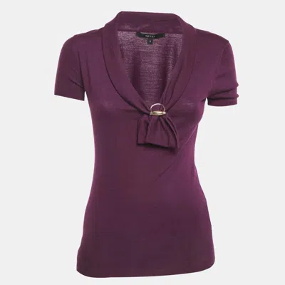 Pre-owned Gucci Purple Jersey Neck Detail T-shirt S
