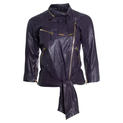 Pre-owned Gucci , Purple Leather Biker Jacket