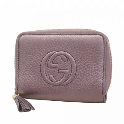 Pre-owned Gucci Purple Leather Coin Purse/coin Case ()