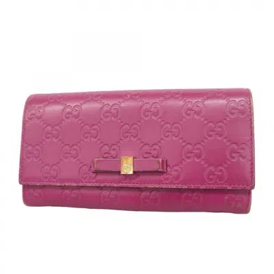 Pre-owned Gucci Purple Leather Long Wallet (bi-fold) ()