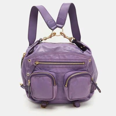 Pre-owned Gucci Purple Leather Medium Darwin Convertible Backpack