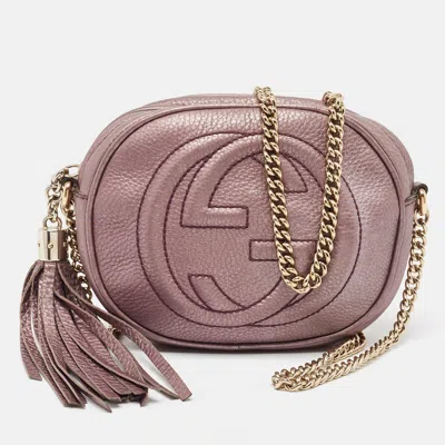 Pre-owned Gucci Purple Leather Mini Soho Disco Chain Crossbody Bag