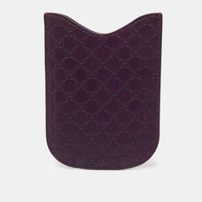 Pre-owned Gucci Purple Microssima Leather Blackberry Phone Case