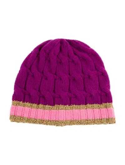 Pre-owned Gucci Purple Pattern Print Knit Beanie