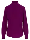 Gucci Silk Shirt With Buttoned High Neckline And Long Sleeves In Purple