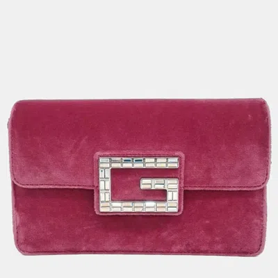 Pre-owned Gucci Purple Velvet Crossbody Bag
