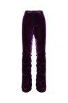 Gucci Horsebit Belted Velvet Slim-leg Trousers In Purple