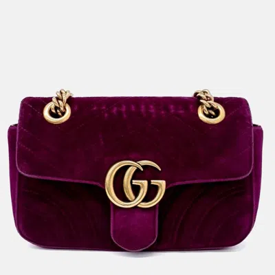 Pre-owned Gucci Purple Velvet Velvet Matrasse Mini Shoulder Bag