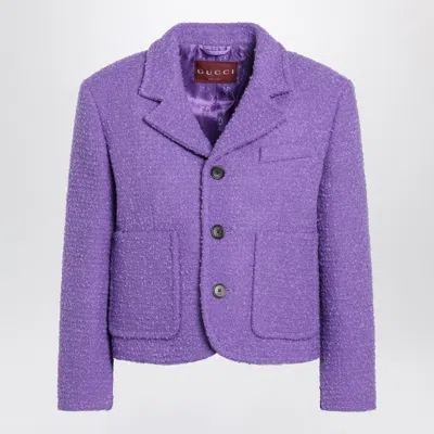 GUCCI GUCCI PURPLE WOOL AND COTTON BOUCLÉ JACKET WOMEN