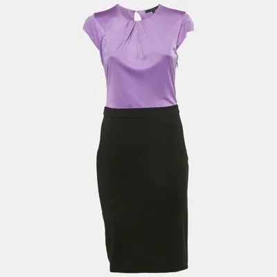 Pre-owned Gucci Purple/black Jersey Cap Sleeve Short Dress M
