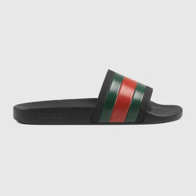 Pre-owned Gucci Pursuit 72 Pool Slides Slip-on Black Summer Sandals Flip Flops