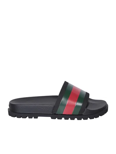 Gucci Pursuit Track Slides In Black