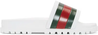 Pre-owned Gucci ?  Pursuit Trek Slides (men) Size Us 5-15 Sandals Flip Flops Slip On White