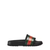 Gucci Pursuit Web Slides With Bold Stripes In Black