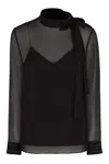 Gucci Women's Pussy-bow Silk Blouse Top In Black