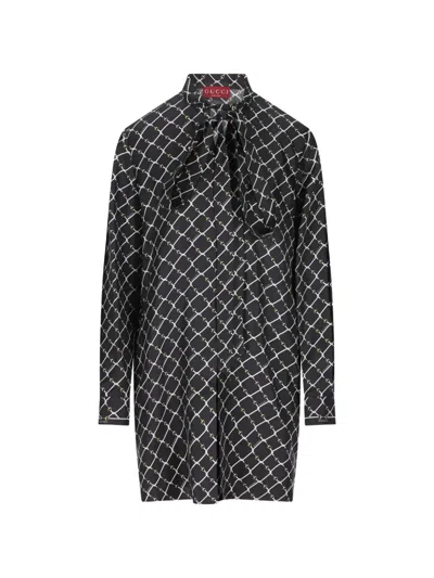Gucci Sophisticated Mini Dress With Heritage Intrigue Design In Black