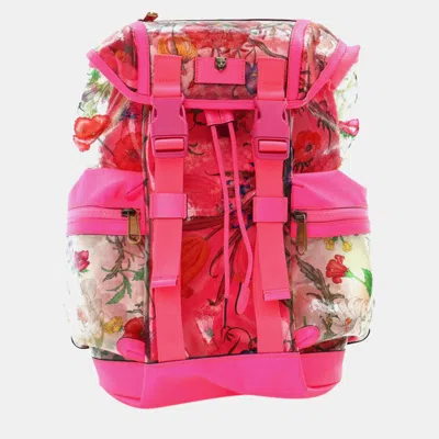 Pre-owned Gucci Pvc Flora Techpack Backpack In Pink