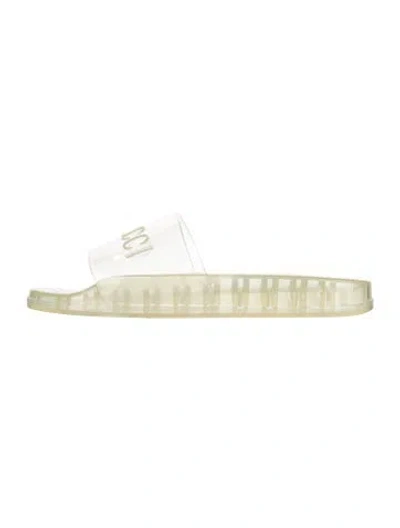 Pre-owned Gucci Pvc Graphic Print Slides In White