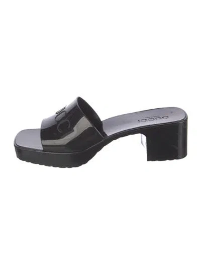 Pre-owned Gucci Pvc Slides In Black