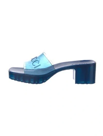 Pre-owned Gucci Pvc Slides In Blue