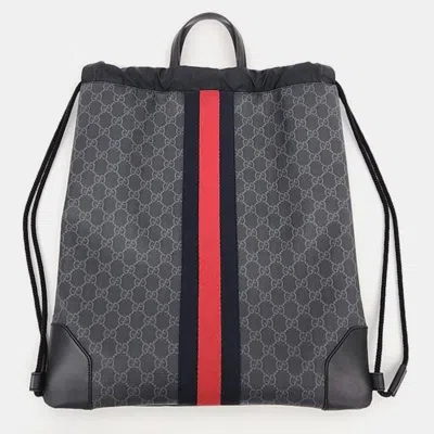 Pre-owned Gucci Grey Pvc Tote Convertible Backpack In Black