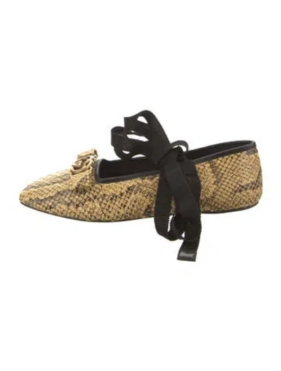 Pre-owned Gucci Python Animal Print Flats In Neutral