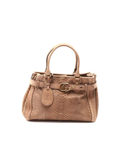 Gucci Python Gg Running Tote Bag In Sand