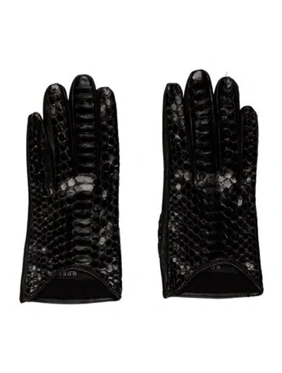 Pre-owned Gucci Python Gloves In Black